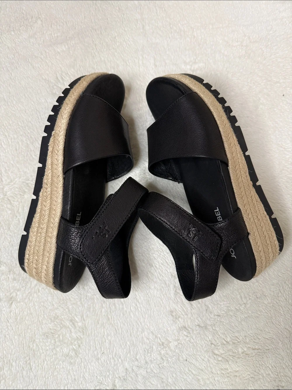 Josef Seibel Miranda Black Espadrille Wedge Ankle Strap Sandals - Sz 40/9, NWOB